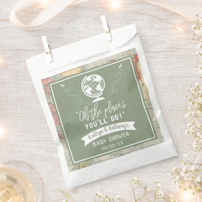 Bolsa De Papel "¡Oh, los lugares a los que vas!" Baby Shower de m (Cortado)