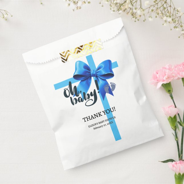 Bolsa De Papel ¡Oh, nena! Elegante Baby Shower Blue Bow (Sellado)