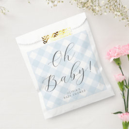 Bolsa De Papel ¡Oh, nena! Sweet Baby Blue Gingham Baby Shower