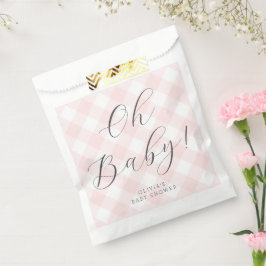 Bolsa De Papel ¡Oh, nena! Sweet Rubor Pink Gingham Baby Shower