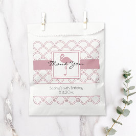 Bolsa De Papel Ola de Art Deco Cumpleaños Flamingo Rosa