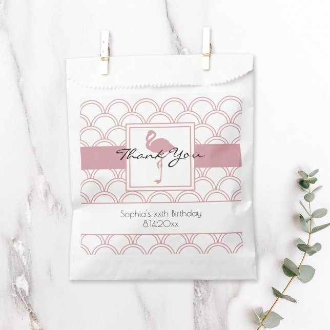 Bolsa De Papel Ola de Art Deco Patrón Flamenco Rosa Cumpleaños (Subido por el creador)