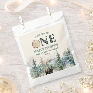 Bolsa De Papel ONE Happy Camper Bear Primer Fiesta de cumpleaños