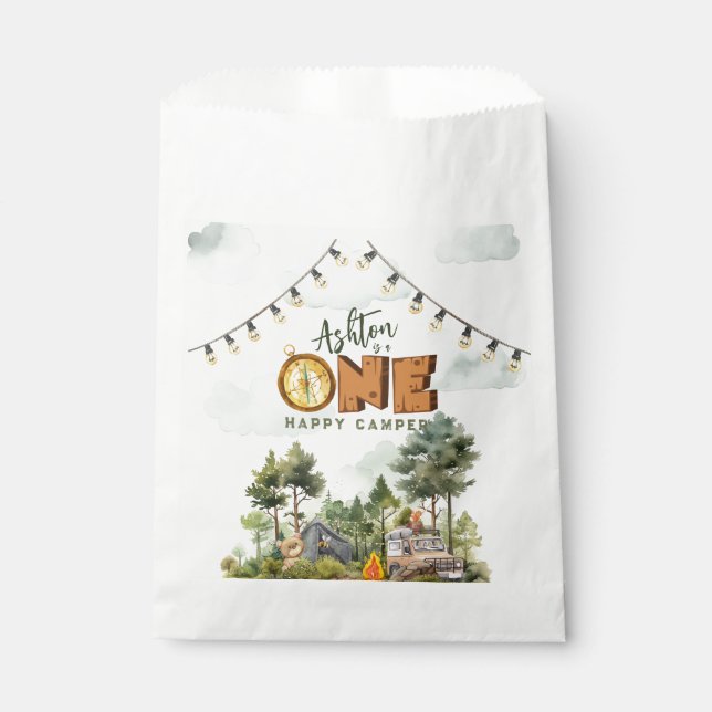 Bolsa De Papel One Happy Camper First Birthday  (Anverso)
