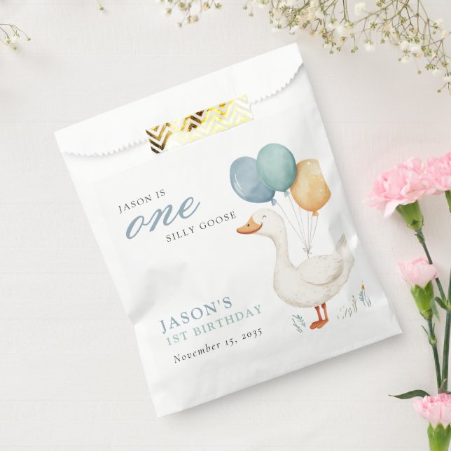 Bolsa De Papel One Silly Goose Boy 1st Birthday Party (Sellado)