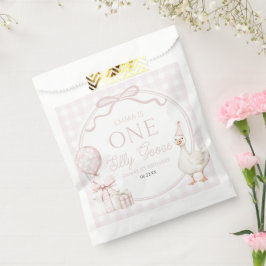Bolsa De Papel ONE Silly Goose Pink Bow 1st Birthday Party