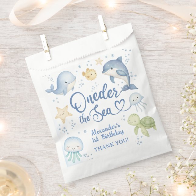 Bolsa De Papel ONEder The Sea 1st Birthday Boy Cute Ocean  (Cortado)