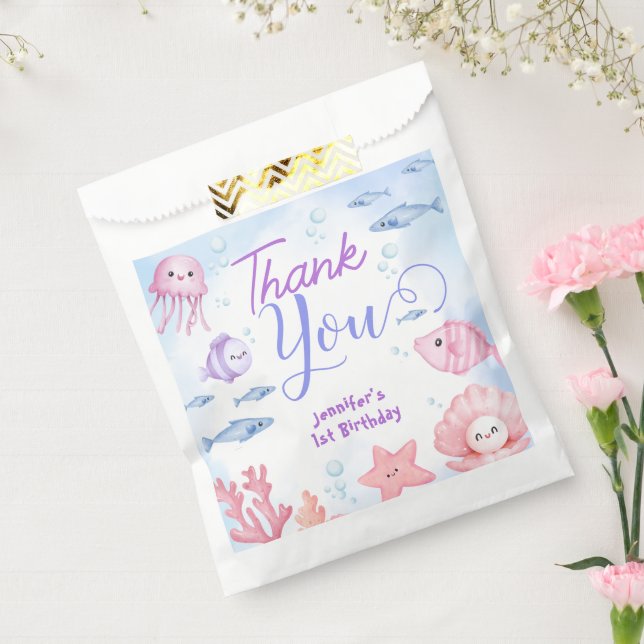 Bolsa De Papel ONEder The Sea Chicas 1 cumpleaños Cute Ocean (Sellado)