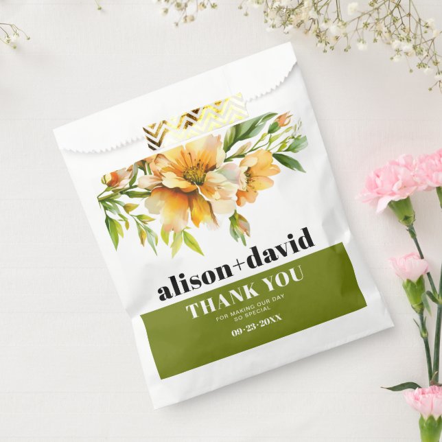 Bolsa De Papel Orange yellow rhododendron and typography wedding (Sellado)