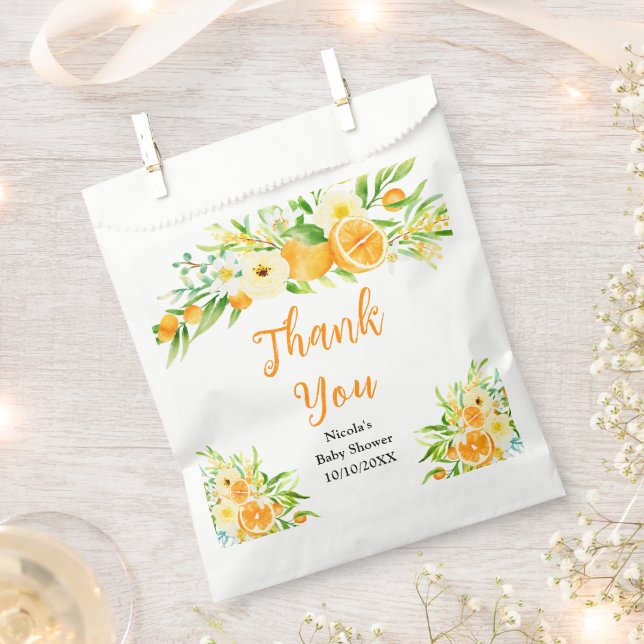 Bolsa De Papel Oranges Citrus Baby Shower Thank You (Cortado)