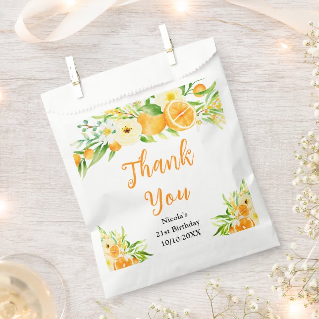 Bolsa De Papel Oranges Citrus Birthday Thank You (Cortado)