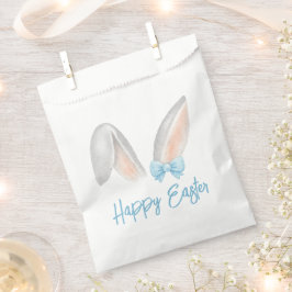Bolsa De Papel Orejas de conejo de Pascua en acuarela con lazo az