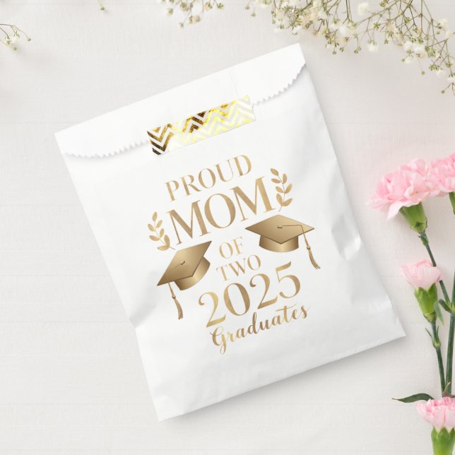 Bolsa De Papel Orgullosa madre de dos gemelos graduados de 2025 (Sellado)