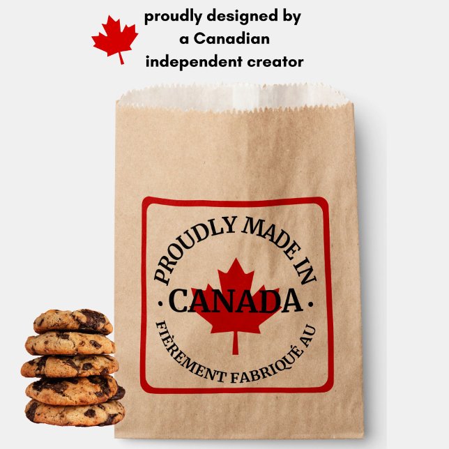 Bolsa De Papel Orgullosamente Hecho en Canadá/Fabriqué au Canada  (Show your Canadian pride with these bilingual "Made in Canada" paper product bags. Elbows up.)