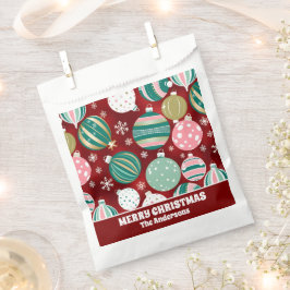 Bolsa De Papel Ornamentos de Navidad retro vintage y copos de nie