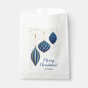 Bolsa De Papel Ornamentos de oro azul de Feliz Navidad