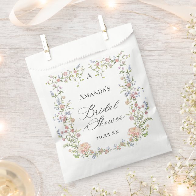 Bolsa De Papel Ornate Grace Pastel Rubor Floral Bridal Shower (Cortado)