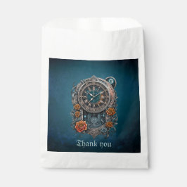Bolsa De Papel Ornate Steampunk Clock con Rosas.