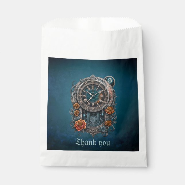 Bolsa De Papel Ornate Steampunk Clock con Rosas. (Anverso)