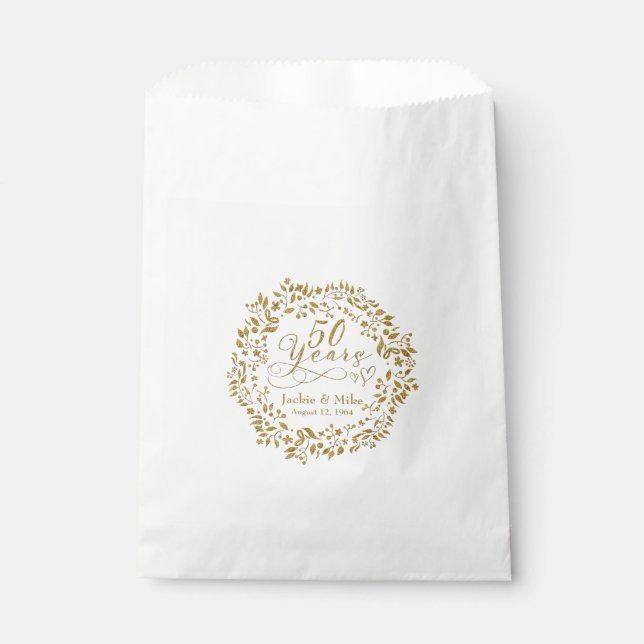 Bolsa De Papel Oro 50 años 50 aniversario Boda (Anverso)