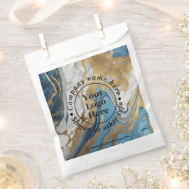 Bolsa De Papel Oro azul y mármol blanco