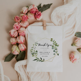 Bolsa De Papel Oro geométrico tropical Verde Gracias Boda