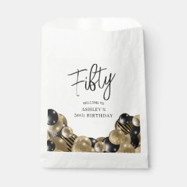 Bolsa De Papel Oro Negro 50 cumpleaños