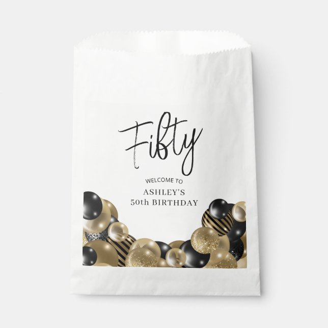 Bolsa De Papel Oro Negro 50 cumpleaños (Anverso)