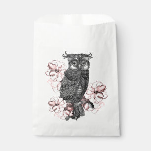 Bolsa De Papel Orquídeas rosadas de búho gris