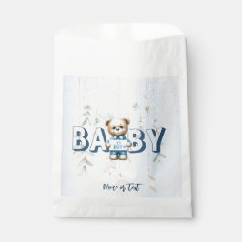 Bolsa De Papel Osito De Peluche Lindo Floral Azul Fiesta Hermosa