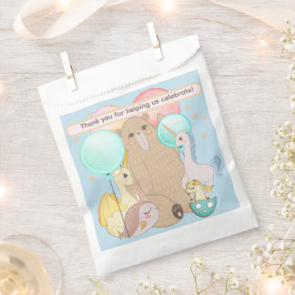 Bolsa De Papel Oso Caprichoso, Dragón, Unicornio, Amigos Mágicos