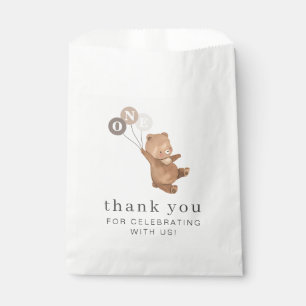 Bolsa De Papel Oso con 3 globos marrones