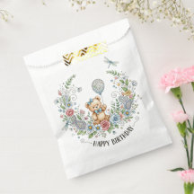 Oso de cumpleaños floral boho