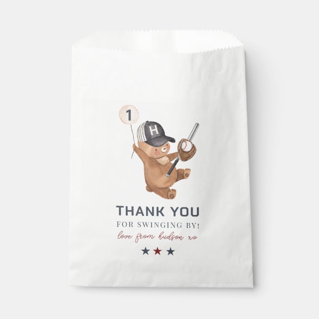Bolsa De Papel Oso de cumpleaños rookie - Gracias (Anverso)