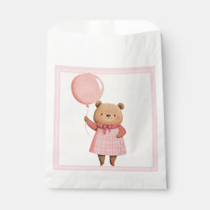 Bolsa De Papel Oso de globo rosado con conjunto revestido