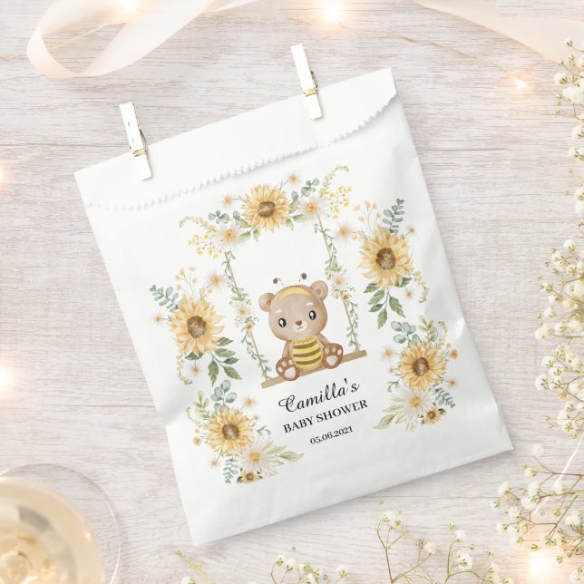Bolsa De Papel Oso De Miel Cuidadoso Con Sunflower (Cortado)
