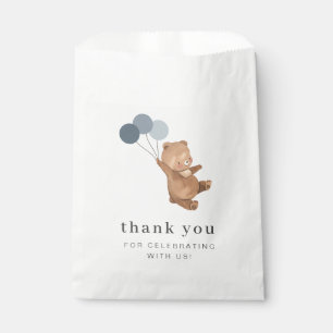 Bolsa De Papel Oso de peluche con 3 globos azules