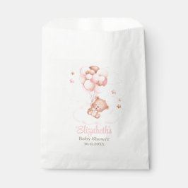 Bolsa De Papel Oso de peluche con globos rosados Baby Shower