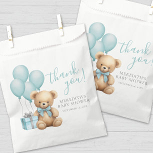 Bolsa De Papel Oso de peluche de globo azul para baby shower