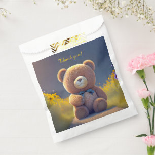 Bolsa De Papel Oso de peluche en la pradera, lindo personalizado