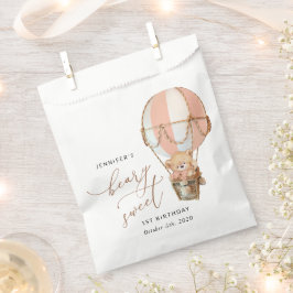 Bolsa De Papel Oso de peluche, globo de aire caliente rosado, pri