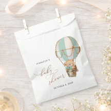 Oso de peluche, globo de aire caliente verde, Baby