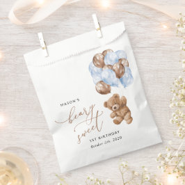 Bolsa De Papel Oso de peluche, globos azules, primer cumpleaños