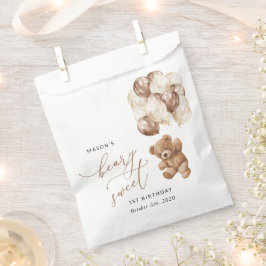 Bolsa De Papel Oso de peluche, globos marrones, primer cumpleaños