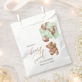 Bolsa De Papel Oso de peluche, globos verdes, primer cumpleaños