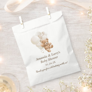 Bolsa De Papel Oso de peluche neutral con globos