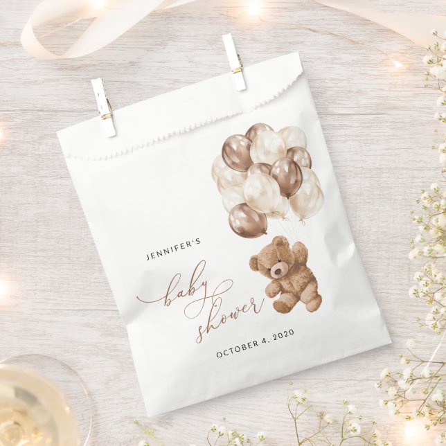 Bolsa De Papel Oso de peluche, oso de bebé, globos pardos, Baby S (Cortado)