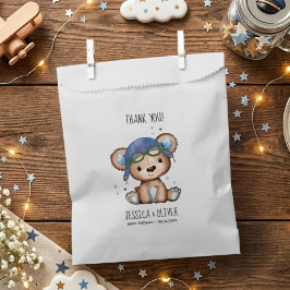 Bolsa De Papel Oso de peluche piloto de avión de acuarela caprich