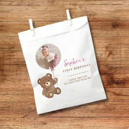 Bolsa De Papel Oso de peluche rosa personalizado para foto de pri