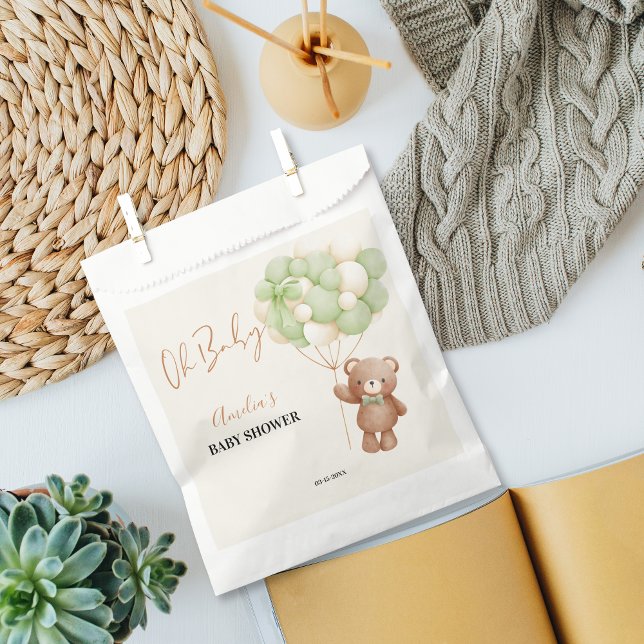 Bolsa De Papel Oso de peluche verde neutro Oh bebé globo (Subido por el creador)
